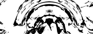 Grunge üst üste biniyor. Soyut siyah-beyaz vektör arkaplanı. Çatlaklarda, noktalarda, noktalarda kirli desenli tek renkli vintage yüzey. 