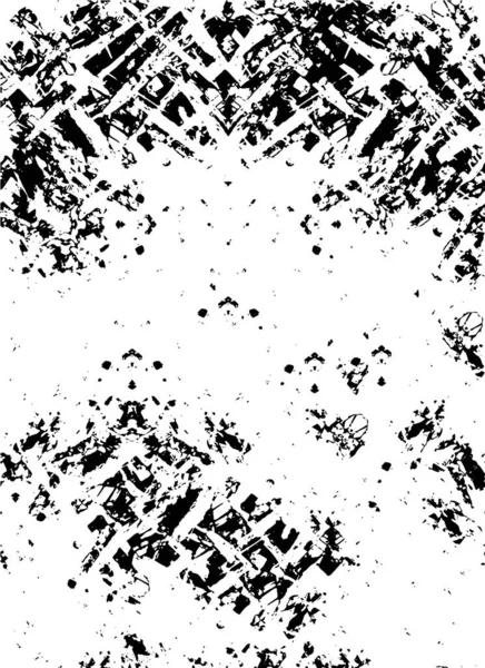 卷曲叠层 摘要黑白矢量背景 单色复古表面 有裂缝 点的肮脏图案 — 图库矢量图片