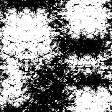 Abstract black and white vector background. Monochrome vintage surface with dirty pattern in cracks, spots, dots
