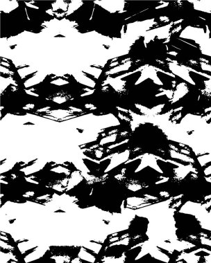 Abstract black and white vector background. Monochrome vintage surface with dirty pattern in cracks, spots, dots
