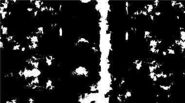 Grunge üst üste biniyor. Soyut siyah-beyaz vektör arkaplanı. Çatlak, leke ve noktalarda kirli desenli tek renkli klasik yüzey. Karanlık korku tarzında eski bir duvar.