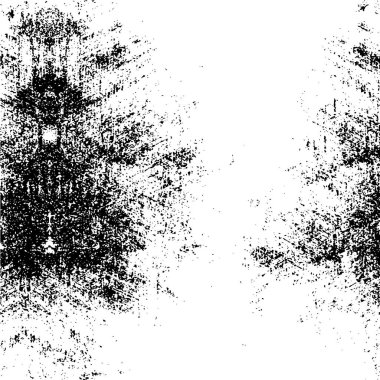 Grunge üst üste biniyor. Soyut siyah-beyaz vektör arkaplanı. Çatlak, leke ve noktalarda kirli desenli tek renkli klasik yüzey. Karanlık korku tarzında eski bir duvar.
