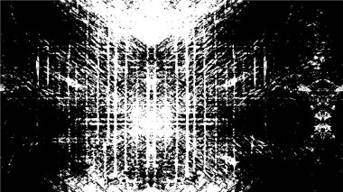 Grunge üst üste biniyor. Soyut siyah-beyaz vektör arkaplanı. Çatlak, leke ve noktalarda kirli desenli tek renkli klasik yüzey. Karanlık korku tarzında eski bir duvar.