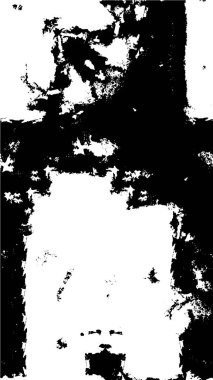Grunge üst üste biniyor. Soyut siyah-beyaz vektör arkaplanı. Çatlak, leke ve noktalarda kirli desenli tek renkli klasik yüzey. Karanlık korku tarzında eski bir duvar.