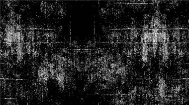 Grunge üst üste biniyor. Soyut siyah-beyaz vektör arkaplanı. Çatlak, leke ve noktalarda kirli desenli tek renkli klasik yüzey. Karanlık korku tarzında eski bir duvar.