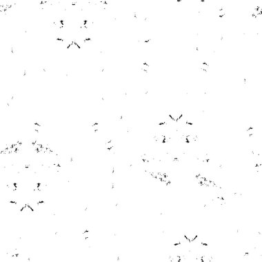 Grunge üst üste biniyor. Soyut siyah-beyaz vektör arkaplanı. Çatlak, leke ve noktalarda kirli desenli tek renkli klasik yüzey. Karanlık korku tarzında eski bir duvar.