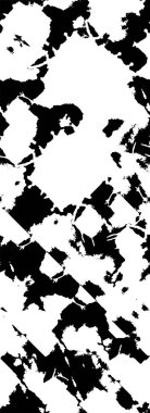 Grunge üst üste biniyor. Soyut siyah-beyaz vektör arkaplanı. Çatlak, leke ve noktalarda kirli desenli tek renkli klasik yüzey. Karanlık korku tarzında eski bir duvar.