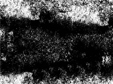 Grunge üst üste biniyor. Soyut siyah-beyaz vektör arkaplanı. Çatlak, leke ve noktalarda kirli desenli tek renkli klasik yüzey. Karanlık korku tarzında eski bir duvar.