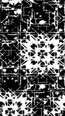 Grunge üst üste biniyor. Soyut siyah-beyaz vektör arkaplanı. Çatlak, leke ve noktalarda kirli desenli tek renkli klasik yüzey. Karanlık korku tarzında eski bir duvar.