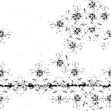 Grunge üst üste biniyor. Soyut siyah-beyaz vektör arkaplanı. Çatlak, leke ve noktalarda kirli desenli tek renkli klasik yüzey. Karanlık korku tarzında eski bir duvar.