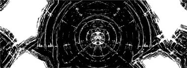 Grunge üst üste biniyor. Soyut siyah-beyaz vektör arkaplanı. Çatlak, leke ve noktalarda kirli desenli tek renkli klasik yüzey. Karanlık korku tarzında eski bir duvar.