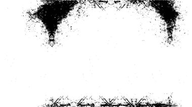 Grunge üst üste biniyor. Soyut siyah-beyaz vektör arkaplanı. Çatlak, leke ve noktalarda kirli desenli tek renkli klasik yüzey. Karanlık korku tarzında eski bir duvar.