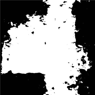 Grunge üst üste biniyor. Soyut siyah-beyaz vektör arkaplanı. Çatlak, leke ve noktalarda kirli desenli tek renkli klasik yüzey. Karanlık korku tarzında eski bir duvar.