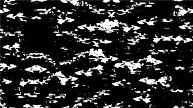 Grunge üst üste biniyor. Soyut siyah-beyaz vektör arkaplanı. Çatlak, leke ve noktalarda kirli desenli tek renkli klasik yüzey. Karanlık korku tarzında eski bir duvar.