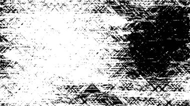 Grunge üst üste biniyor. Soyut siyah-beyaz vektör arkaplanı. Çatlak, leke ve noktalarda kirli desenli tek renkli klasik yüzey. Karanlık korku tarzında eski bir duvar.