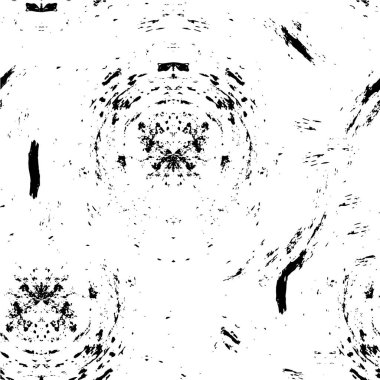 Grunge üst üste biniyor. Soyut siyah-beyaz vektör arkaplanı. Çatlak, leke ve noktalarda kirli desenli tek renkli klasik yüzey. Karanlık korku tarzında eski bir duvar.