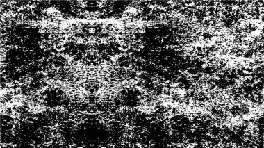 Grunge üst üste biniyor. Soyut siyah-beyaz vektör arkaplanı. Çatlak, leke ve noktalarda kirli desenli tek renkli klasik yüzey. Karanlık korku tarzında eski bir duvar.