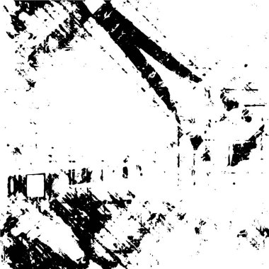 Grunge üst üste biniyor. Soyut siyah-beyaz vektör arkaplanı. Çatlak, leke ve noktalarda kirli desenli tek renkli klasik yüzey. Karanlık korku tarzında eski bir duvar.