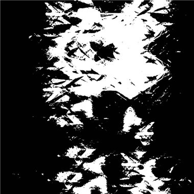 Grunge üst üste biniyor. Soyut siyah-beyaz vektör arkaplanı. Çatlak, leke ve noktalarda kirli desenli tek renkli klasik yüzey. Karanlık korku tarzında eski bir duvar.