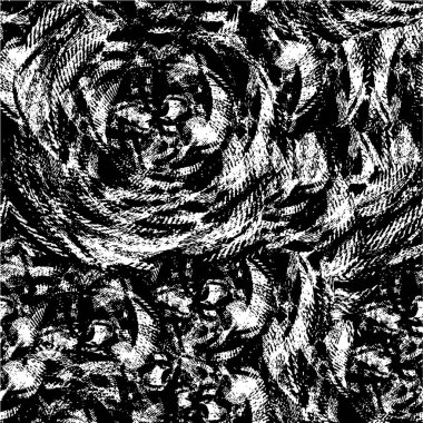 Grunge üst üste biniyor. Soyut siyah-beyaz vektör arkaplanı. Çatlak, leke ve noktalarda kirli desenli tek renkli klasik yüzey. Karanlık korku tarzında eski bir duvar.