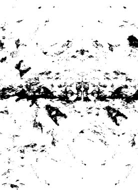 Grunge üst üste biniyor. Soyut siyah-beyaz vektör arkaplanı. Çatlak, leke ve noktalarda kirli desenli tek renkli klasik yüzey. Karanlık korku tarzında eski bir duvar.