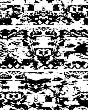 Vektör grunge dokusu. Siyah beyaz arka plan. Soyut monokrom resim koyu tonlarda solmuş bir efekt içerir