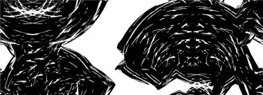 Vektör grunge dokusu. Siyah beyaz arka plan. Soyut monokrom resim koyu tonlarda solmuş bir efekt içerir