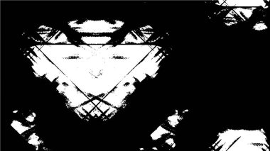 Vektör grunge dokusu. Siyah beyaz arka plan. Soyut monokrom resim koyu tonlarda solmuş bir efekt içerir