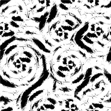 Siyah ve beyaz soyut çiçeklerle kusursuz desen