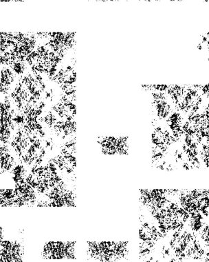 Siyah beyaz desenli, noktalı, lekeli, çizik ve çizikli sıkıntılı bir arkaplan. Soyut vektör illüstrasyonu.