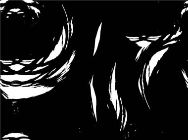 Vektör grunge dokusu. Siyah beyaz arka plan. Soyut monokrom resim koyu tonlarda solmuş bir efekt içerir