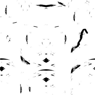 Siyah beyaz desenli, noktalı, lekeli, çizik ve çizikli sıkıntılı bir arkaplan. Soyut vektör illüstrasyonu.
