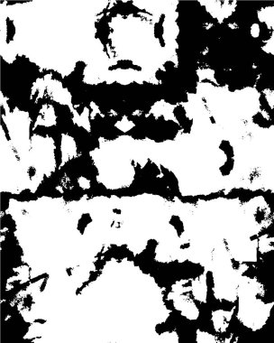 Grunge üst üste biniyor. Soyut siyah-beyaz vektör arkaplanı. Çatlak, leke ve noktalarda kirli desenli tek renkli klasik yüzey. Karanlık korku tarzında eski bir duvar.
