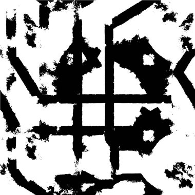 Grunge üst üste biniyor. Soyut siyah-beyaz vektör arkaplanı. Çatlak, leke ve noktalarda kirli desenli tek renkli klasik yüzey. Karanlık korku tarzında eski bir duvar.