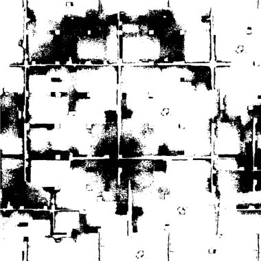 Grunge siyah beyaz şehir geçmişi. şablon. Acil durum tasarımı için karanlık bir karmaşa. Soyut noktalı, çizik, gürültülü vintage efekt yaratmak kolay