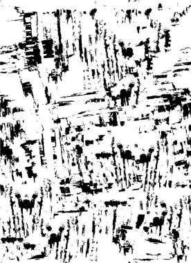 Siyah beyaz desenli, noktalı, lekeli, çizik ve çizikli sıkıntılı bir arkaplan. Soyut vektör illüstrasyonu.