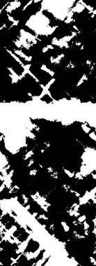 Grunge üst üste biniyor. Soyut siyah-beyaz vektör arkaplanı. Çatlak, leke ve noktalarda kirli desenli tek renkli klasik yüzey. Karanlık korku tarzında eski bir duvar.