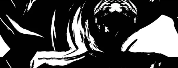 Pinceau Dessiné Main Noir Blanc Coups Encre — Image vectorielle