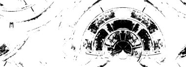 Grunge üst üste biniyor. Soyut siyah-beyaz vektör arkaplanı. Çatlak, leke ve noktalarda kirli desenli tek renkli klasik yüzey. Karanlık korku tarzında eski bir duvar.