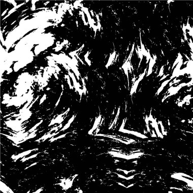 Grunge üst üste biniyor. Soyut siyah-beyaz vektör arkaplanı. Çatlak, leke ve noktalarda kirli desenli tek renkli klasik yüzey. Karanlık korku tarzında eski bir duvar.