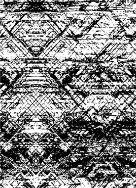 Grunge üst üste biniyor. Soyut siyah-beyaz vektör arkaplanı. Çatlak, leke ve noktalarda kirli desenli tek renkli klasik yüzey. Karanlık korku tarzında eski bir duvar.