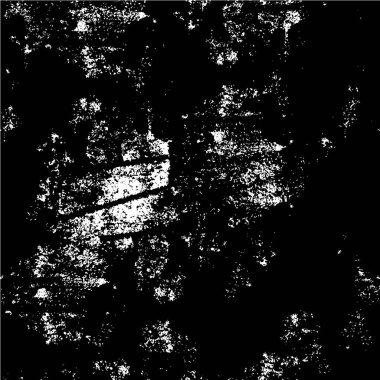 Grunge üst üste biniyor. Soyut siyah-beyaz vektör arkaplanı. Çatlak, leke ve noktalarda kirli desenli tek renkli klasik yüzey. Karanlık korku tarzında eski bir duvar.