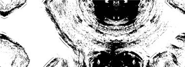 Grunge üst üste biniyor. Soyut siyah-beyaz vektör arkaplanı. Çatlak, leke ve noktalarda kirli desenli tek renkli klasik yüzey. Karanlık korku tarzında eski bir duvar.