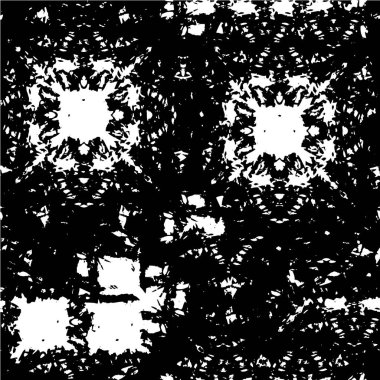 Grunge üst üste biniyor. Soyut siyah-beyaz vektör arkaplanı. Çatlak, leke ve noktalarda kirli desenli tek renkli klasik yüzey. Karanlık korku tarzında eski bir duvar.