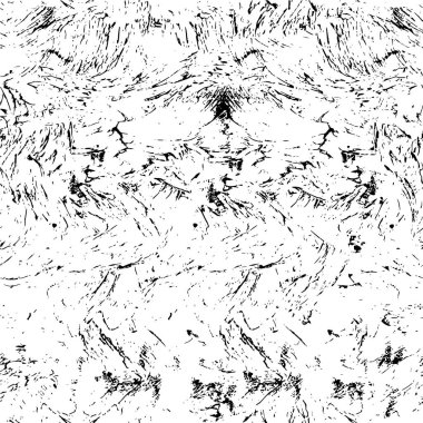 Grunge üst üste biniyor. Soyut siyah-beyaz vektör arkaplanı. Çatlak, leke ve noktalarda kirli desenli tek renkli klasik yüzey. Karanlık korku tarzında eski bir duvar.