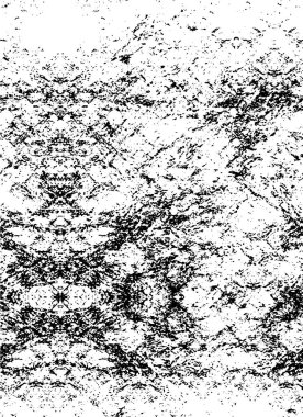 Grunge üst üste biniyor. Soyut siyah-beyaz vektör arkaplanı. Çatlak, leke ve noktalarda kirli desenli tek renkli klasik yüzey. Karanlık korku tarzında eski bir duvar.