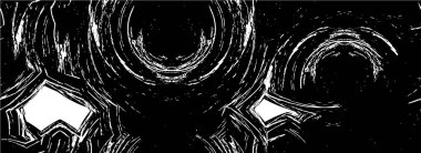 Grunge üst üste biniyor. Soyut siyah-beyaz vektör arkaplanı. Çatlak, leke ve noktalarda kirli desenli tek renkli klasik yüzey. Karanlık korku tarzında eski bir duvar.