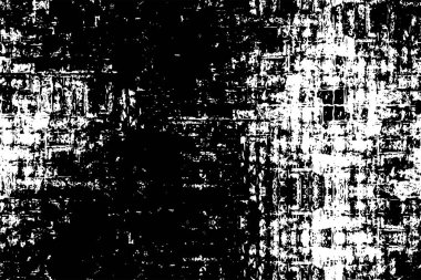 Soyut grunge gri koyu sıva duvar arkaplanı. Siyah beyaz boya sıçramış. Sanat, biçimlendirilmiş dokuma afişi, duvar kağıdı. Arkaplanda noktalar, çatlaklar, noktalar, fişler var. Tek renkli baskı