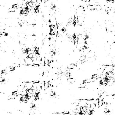 Grunge üst üste biniyor. Soyut siyah-beyaz vektör arkaplanı. Çatlak, leke ve noktalarda kirli desenli tek renkli klasik yüzey. Karanlık korku tarzında eski bir duvar.