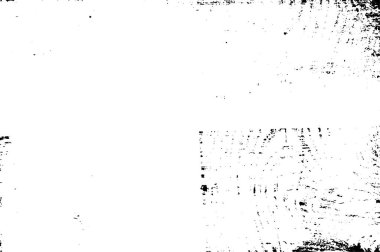 Grunge üst üste biniyor. Soyut siyah-beyaz vektör arkaplanı. Çatlak, leke ve noktalarda kirli desenli tek renkli klasik yüzey. Karanlık korku tarzında eski bir duvar.